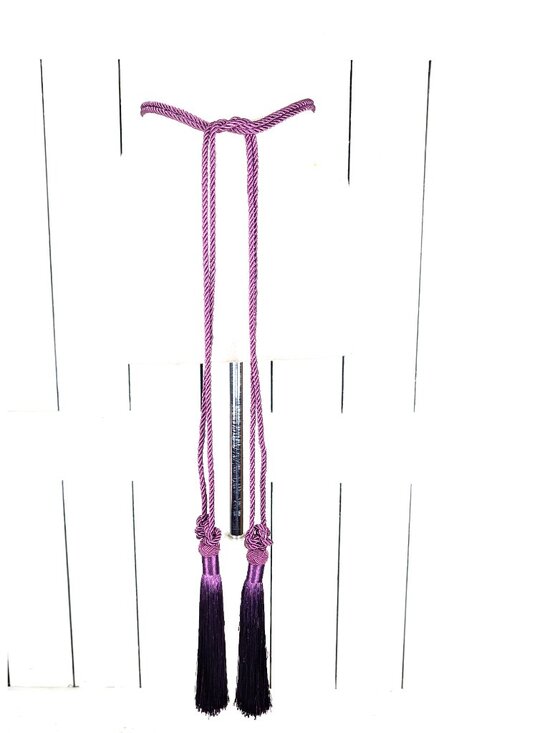 Purple double braided rope silky tassel chord tie belt